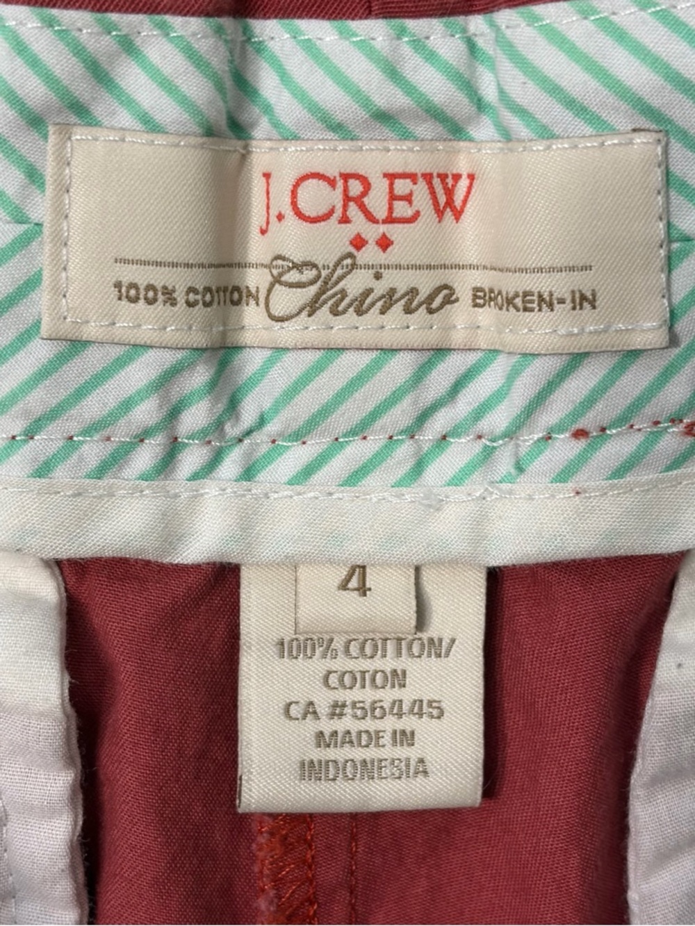 J. Crew Red 100% Cotton Broken-in 3" Chino Shorts sz 4 - Picture 4 of 9